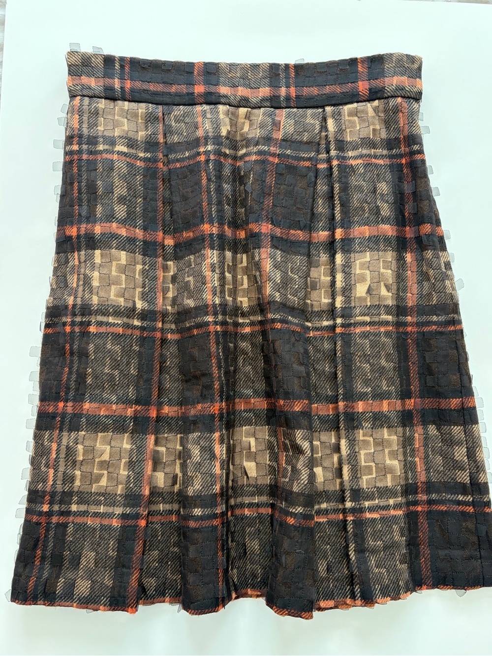Sara Campbell Pleated Tartan Plaid Skirt Wool Blend Size 8 Made in USA